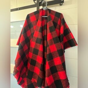 New-Old Navy Red and Black Buffalo Check Wrap Cape